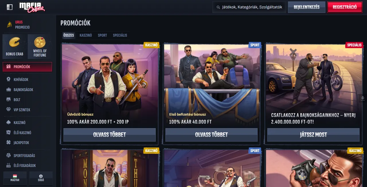 Mafia Casino Bónuszok